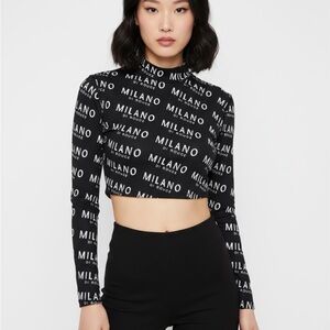 Milano Di Rouge Monochrome Logo Crop Top